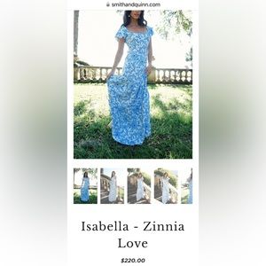 Smith & Quinn Isabella Zinnia Love Blue & White Floral Long Dress Size Small